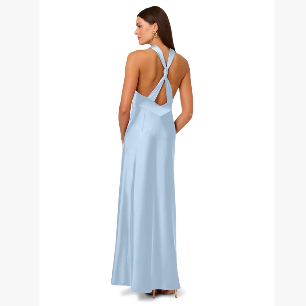Ethereal Blue Halter Tie Front Gown